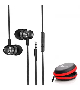 WeCool Mr.Bass W001 Snug Fit Metallic in Ear Earphone with Rich Bass and Surround Sound Earphones Wired 3.5 mm Connector Including Carry Case(Black)
